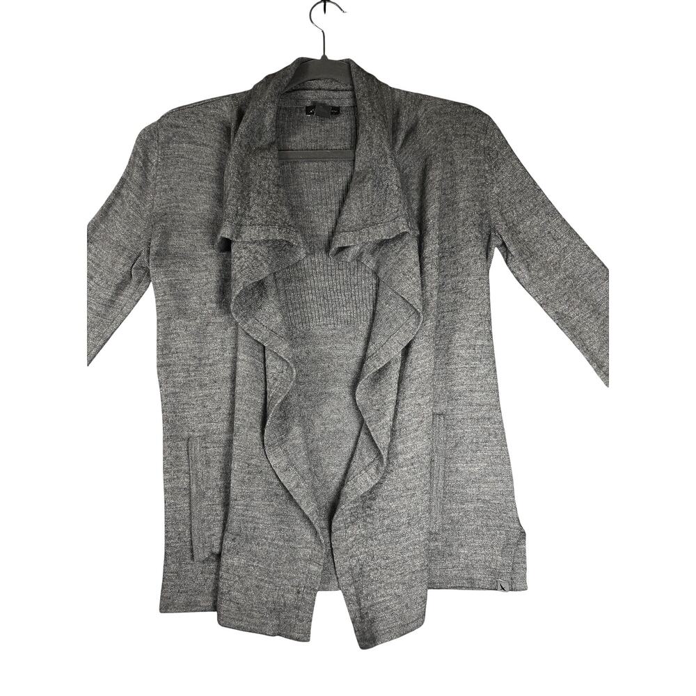 Eddie Bauer Gray Merino Wool Blend Waterfall Cardigan S